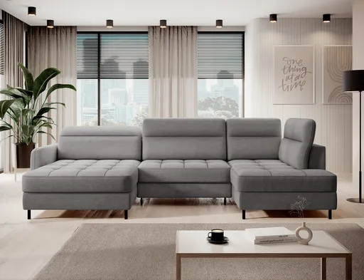 Coltar extensibil stanga 4 locuri ELTAP, LT-03TOS, Berrto, 306x165x100 cm, lemn/poliester, gri inchis