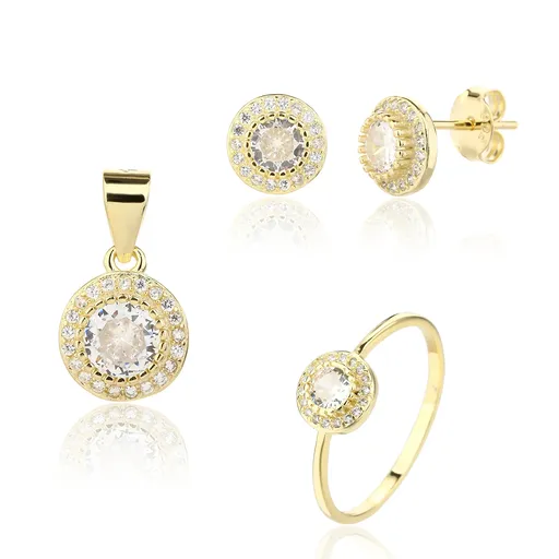 JVD Set minunat de bijuterii din argint cu zircon SVLS0127SJ6GO (inel, pandantiv, cercei) 54 mm