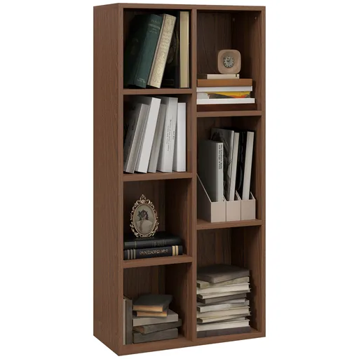 HOMCOM Bibliotecă cu 7 Suporturi Diferite, 50x24x106 cm, Maro Rustic | Aosom Romania