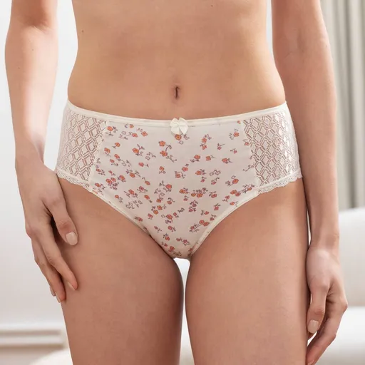 Set de 2 chiloți maxi din bumbac și dantelă cu imprimeu floral Coria