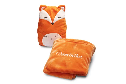 Pernă de pluș 2 în 1 Vulpe !! Introduceți textul de broderie în câmpul de comentarii (notă) (maximum 12 litere)