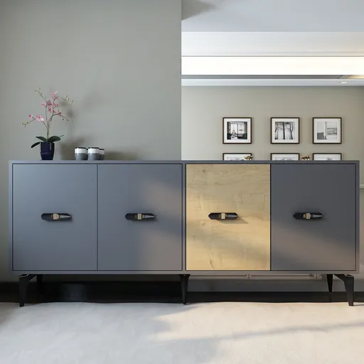 Consola, Hanah Home, Cherry, 180x82.6x35 cm, Stejar antracit / safir