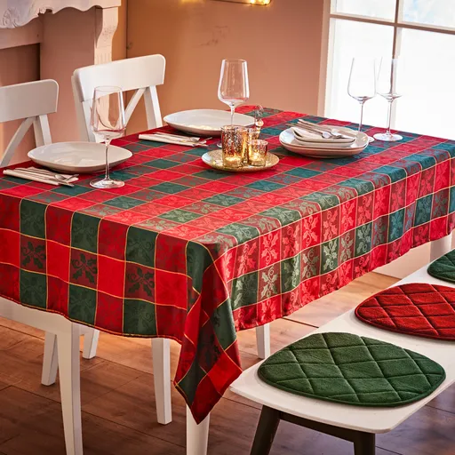 Față de masă Jacquard în carouri