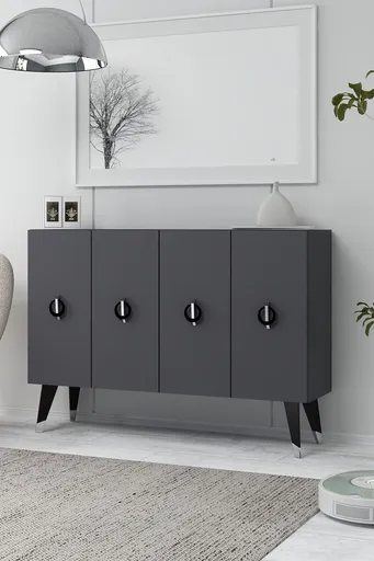 Consola, Hanah Home, 8183KM-32, 120x80x29.6 cm, PAL , Anthracite / Black / Silver