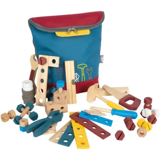 Small foot Workshop Tool Backpack set de jucării din lemn 3 y+ 1 buc