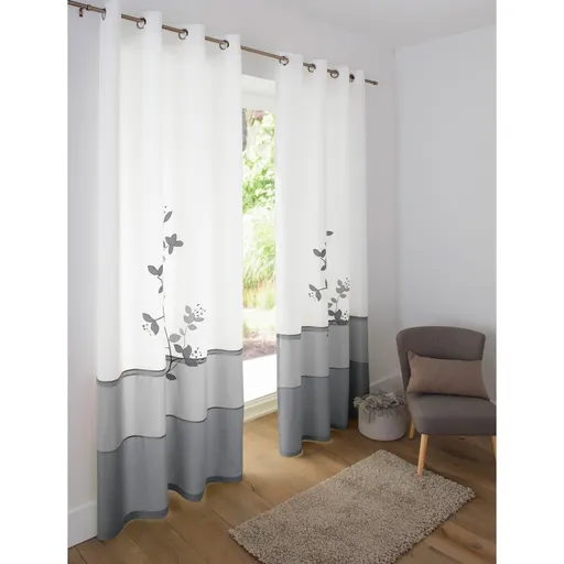 Perdea din voal cu imprimeu Orchid, terminată cu ochiuri