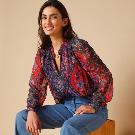 Bluză imprimată, din poliester reciclat