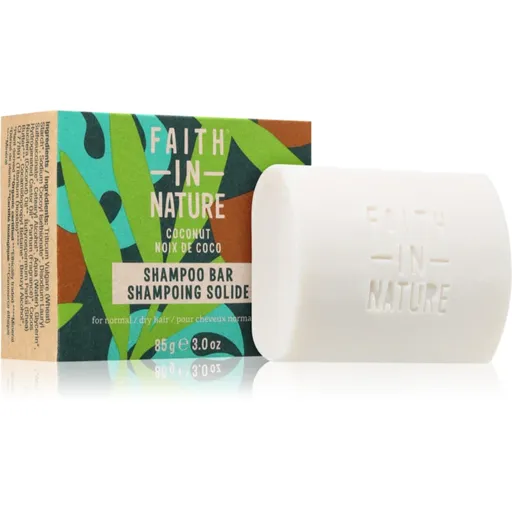 Faith In Nature Coconut & Shea Butter șampon organic solid ofera hidratare si stralucire 85 g