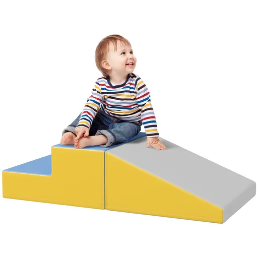 HOMCOM Parcurs motricitate bebeluș jucării de escaladă modulabil 2 cuburi gigante din spumă 50 x 50 x 25 cm multicolor | Aosom Romania