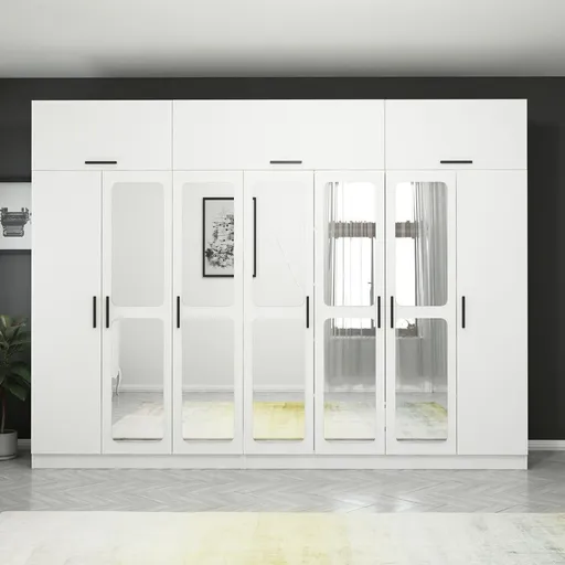 Dulap pentru haine, Hanah Home, Kale, 315x255x52 cm, Alb