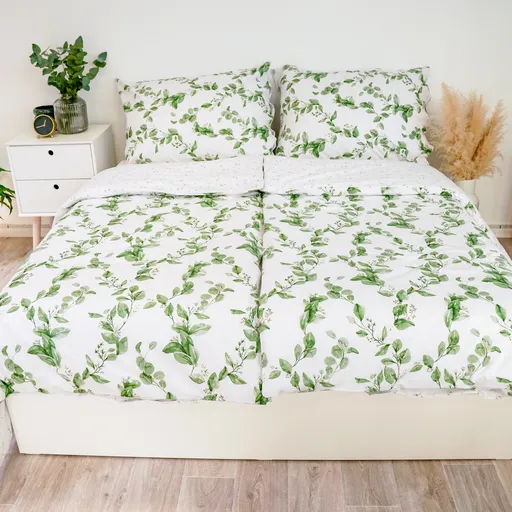 Stanex Lenjerie de pat din bumbac Eucalipt,reversibilă, 140 x 220 cm, 70 x 90 cm