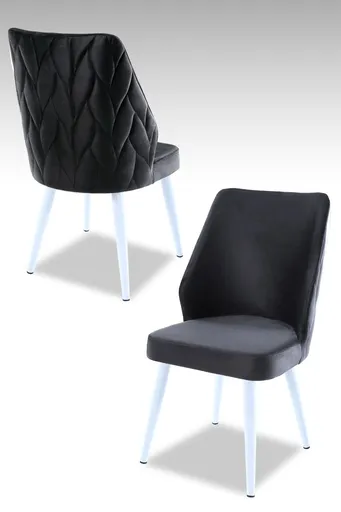 Set scaune 4 piese, Hanah Home, Pufi, PAL, Antracit/Alb