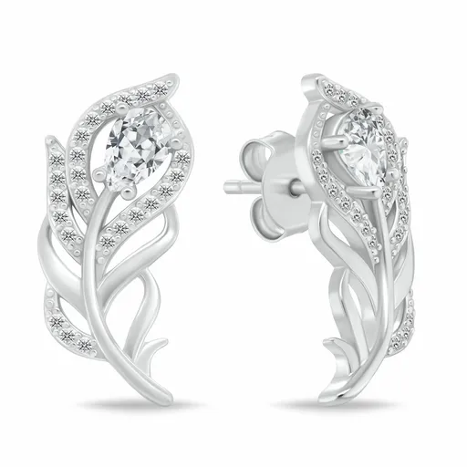 Brilio Silver Cercei strălucitori din argint „Pene” cu zirconii EA1202W