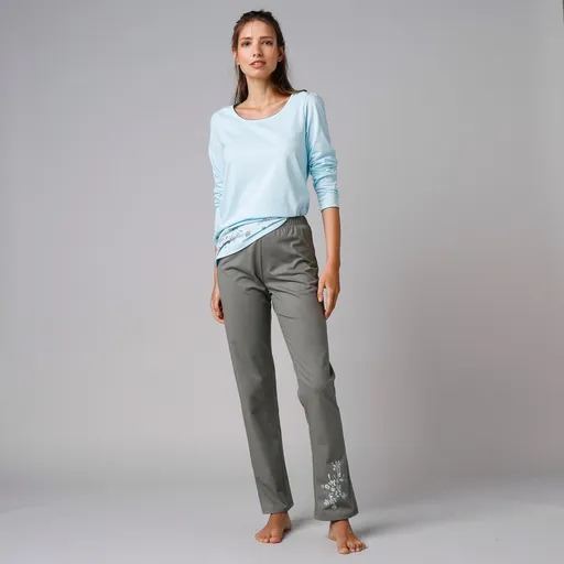 Pantaloni de pijama cu imprimeu central cu flori