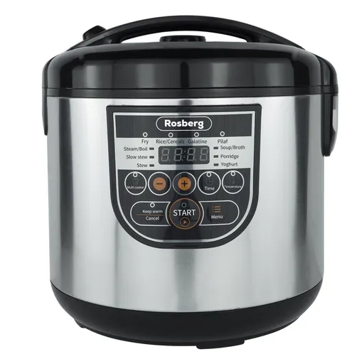 Multicooker Rosberg R51985E5, 780W, 5 L, 10 programe, Mod manual, Timer, Inox/Negru