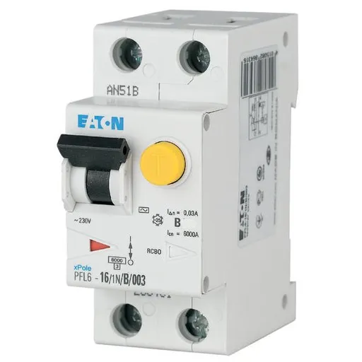 Intrerupator automat diferential RCBO 1P+N 10A/30mA curba B tip AC Eaton Eaton 286429