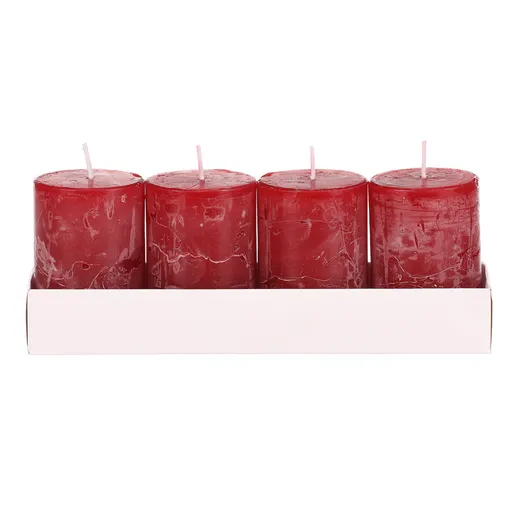 Set de lumânări, roșu, 4 bucăți, parafină