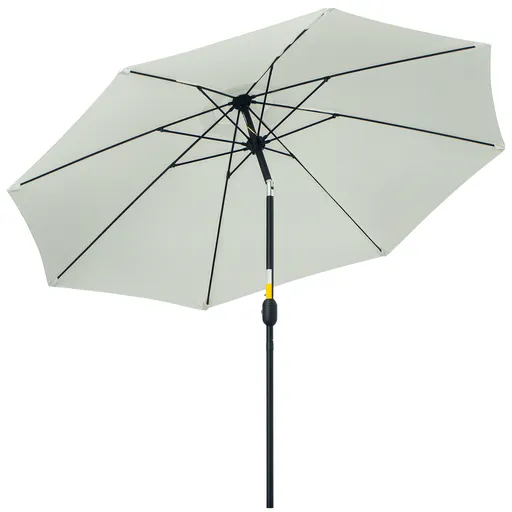 Outsunny Umbrelă de Grădină Înclinabilă pe 3 Unghiuri cu Manivelă, Ø265x240 cm, Alb Crem | Aosom Romania