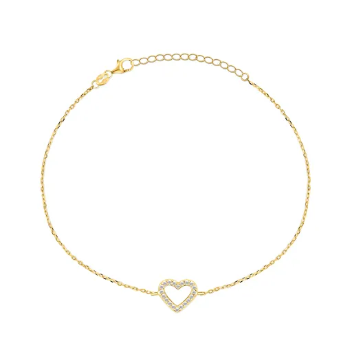 Brilio Silver Brățară fermecătoare placată cu aur cu inimioară BRC39Y