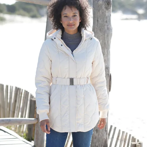 Parka semi-lungă matlasată cu centură