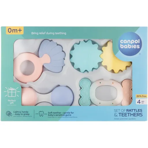 Canpol babies Pastels jucărie zornăitoare pentru dentiție set cadou 0m+