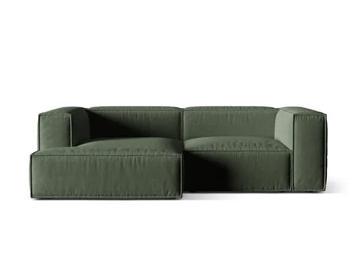 Coltar modular stanga 3 locuri, Nuria-215, Micadoni Home, 252x147x72 cm, tesatura structurata chenille, verde moss