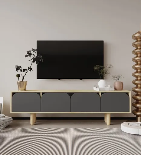 Comoda TV, Hanah Home, Lazio, 180x48x29.8 cm, PAL, Stejar safir / Antracit