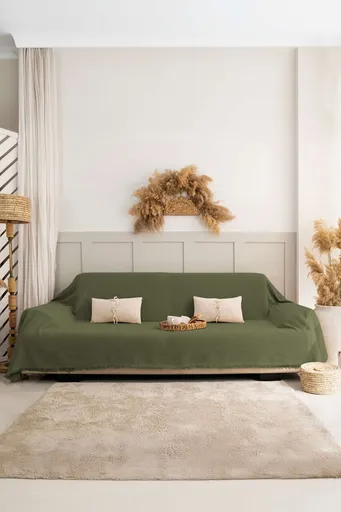 Cuvertura de pat, L'essentiel Maison, Rio, Bumbac reciclat, Kaki