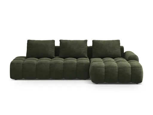 Coltar extensibil dreapta 3 locuri, Linz, Cosmopolitan Design, 275x142x84 cm, cotiera stanga, catifea, verde