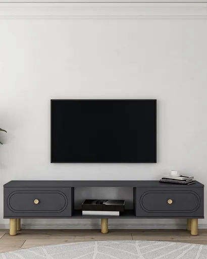 Comoda TV, Hanah Home, Polen Bohem, 150x40.6x29.6 cm, PAL , Antracit