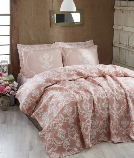 Cuvertura pique Single, L'essentiel Maison, Pure, Bumbac, Pulbere / Alb