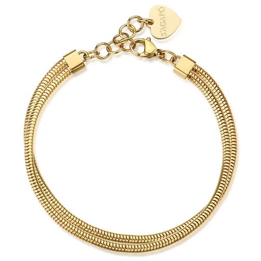 S'Agapõ Brățară dublă placată cu aur Șarpe Chunky SHK119