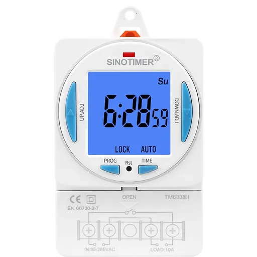Timer, Sinotimer, 200-250VAC, 50/60Hz, 24 de ore, ecran LCD, TM6339H-30D TM6338H-30D