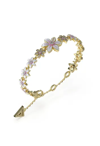 Guess Brățară decentă placată cu aur cu flori White Lotus JUBB04128JWYGWH 18.5 cm