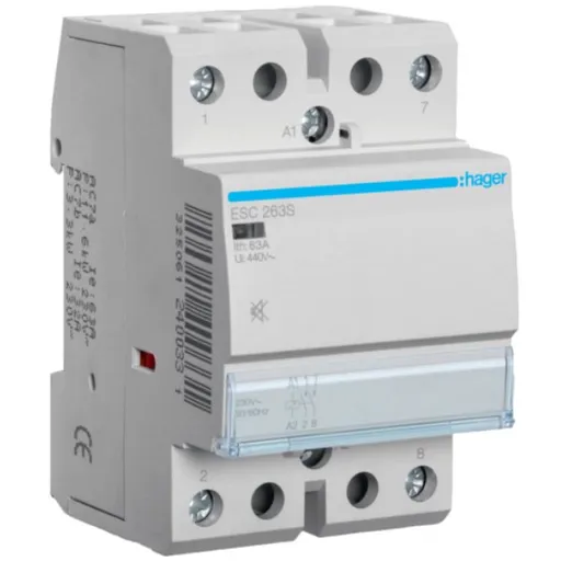 Contactor silentios modular 63A 2ND 230V Hager ESC263S