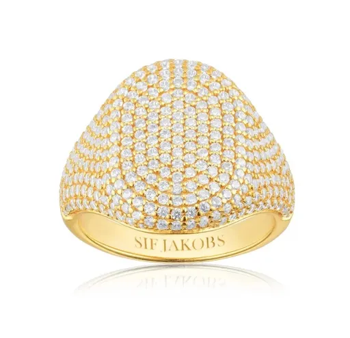 Sif Jakobs Inel distinctiv placat cu aur cu zirconii cubice Capizzi SJ-R42240-CZ-YG 58 mm