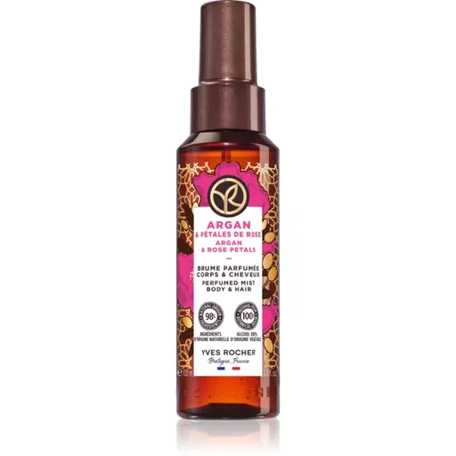 Yves Rocher Bain de Nature spray parfumat pentru corp și păr pentru femei Argan & Rose Petals 100 ml