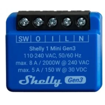 Releu inteligent Shelly Plus 1 Mini GEN3 3800235261576, 1 canal, 8A