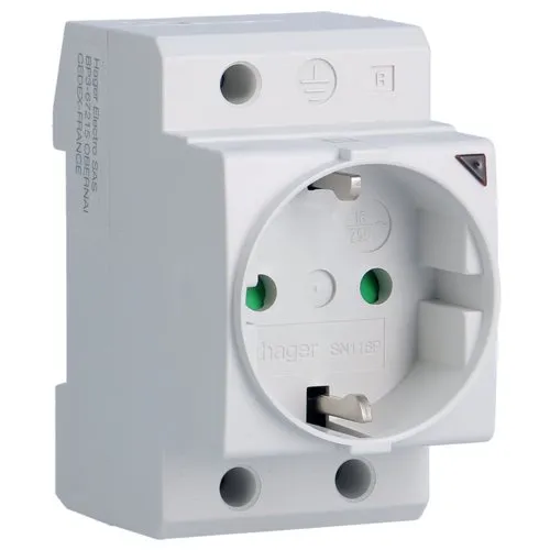 Priza Schuko cu Led, 16A montaj sina DIN, 2.5M Hager SN116