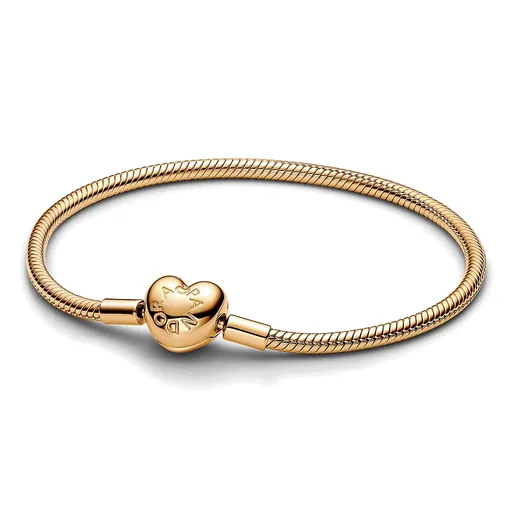 Pandora Brățară romantică placată cu aur cu închidere în formă de inimă Shine Moments 563050C00 18 cm