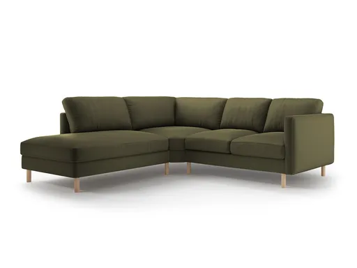 Coltar stanga 4 locuri, Eden, Micadoni Home, 267x234x90 cm, catifea, verde muschi melanj