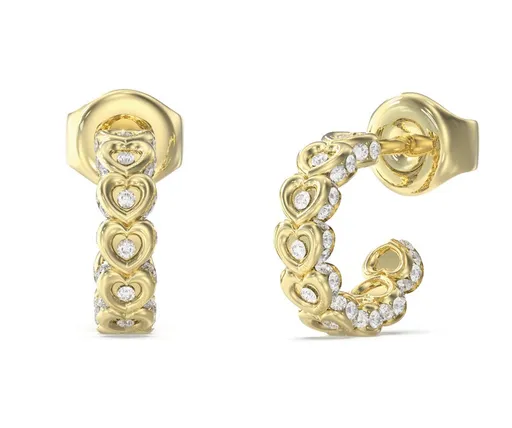 Guess Cercei rotunzi placați cu aur cu inimioare L.O.V.E. JUBE05472JWYGT/U