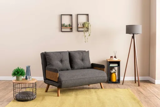 Canapea extensibila 2 locuri, Atelier del Sofa, 859FTN2724, Gri inchis