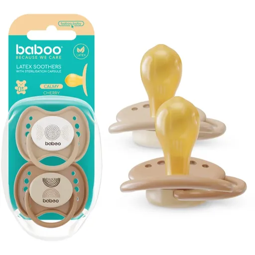 Baboo Soothers Round Latex with Case suzetă Au Naturale 0-6 m 2 buc
