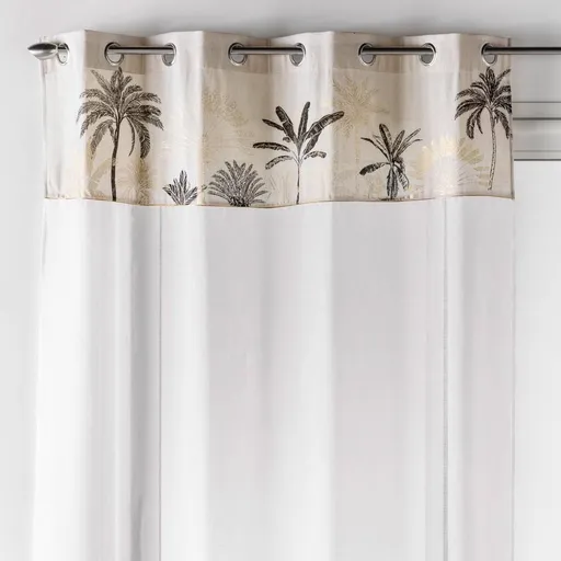 Perdea cu partea de sus contrastantă cu imprimare metalică de palmier