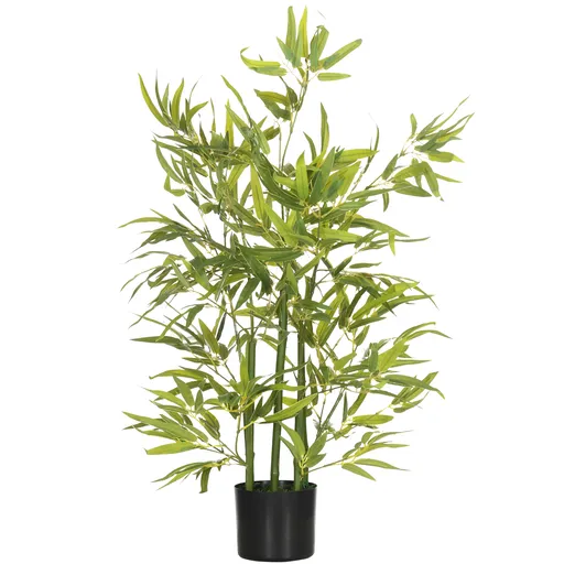 HOMCOM Plantă Artificială de Bambus Înaltă de 90 cm cu 504 Frunze din PEVA și PP Verde cu Ghiveci de Ciment Ø15x12.5 cm | Aosom Romania