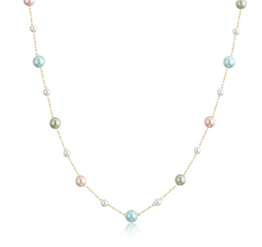 S'Agapõ Colier jucăuș placat cu aur cu perle colorate Wisdom SWI08