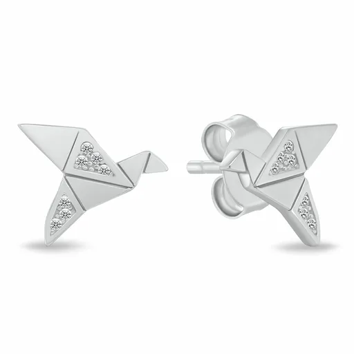 Brilio Silver Cercei din argint Pasăre origami cu zircon EA1183W