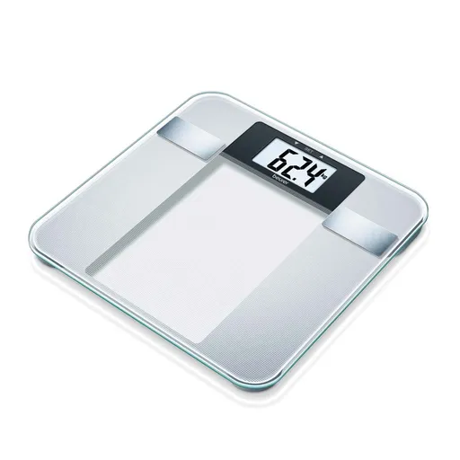 Cantar corporal Beurer BG 13, până la 150 kg, 6 functii, Memorie, LCD, Transparent/Argintiu