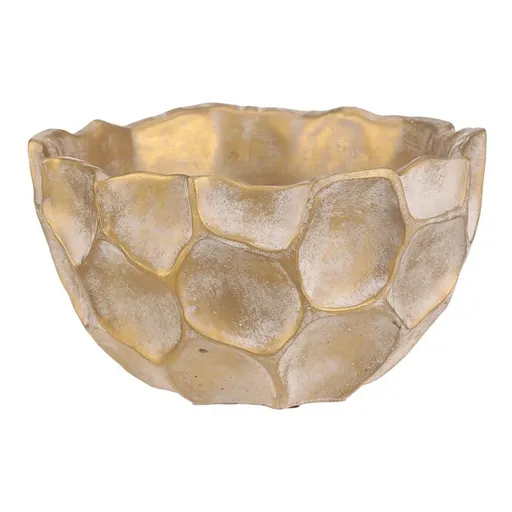 Vase de beton pentru flori Fagure - vas rotund,mărimea M, bej-auriu